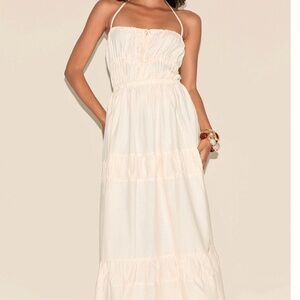 PLT Natural Ruched Backless Strappy Maxi Dress